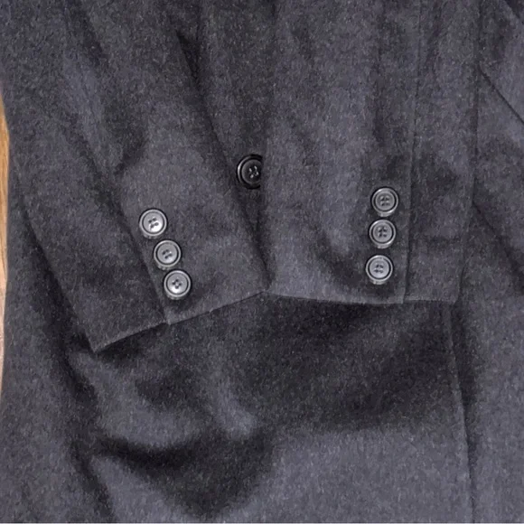 Women's Vintage Liz Claiborne Black 100% Wool Double-Breasted Long Overcoat - Picture 9 of 13